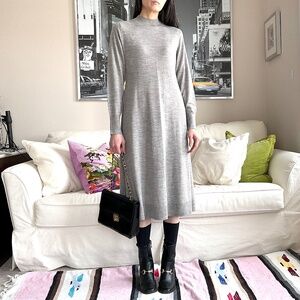 Uniqlo soft wool blend grey midi knit dress